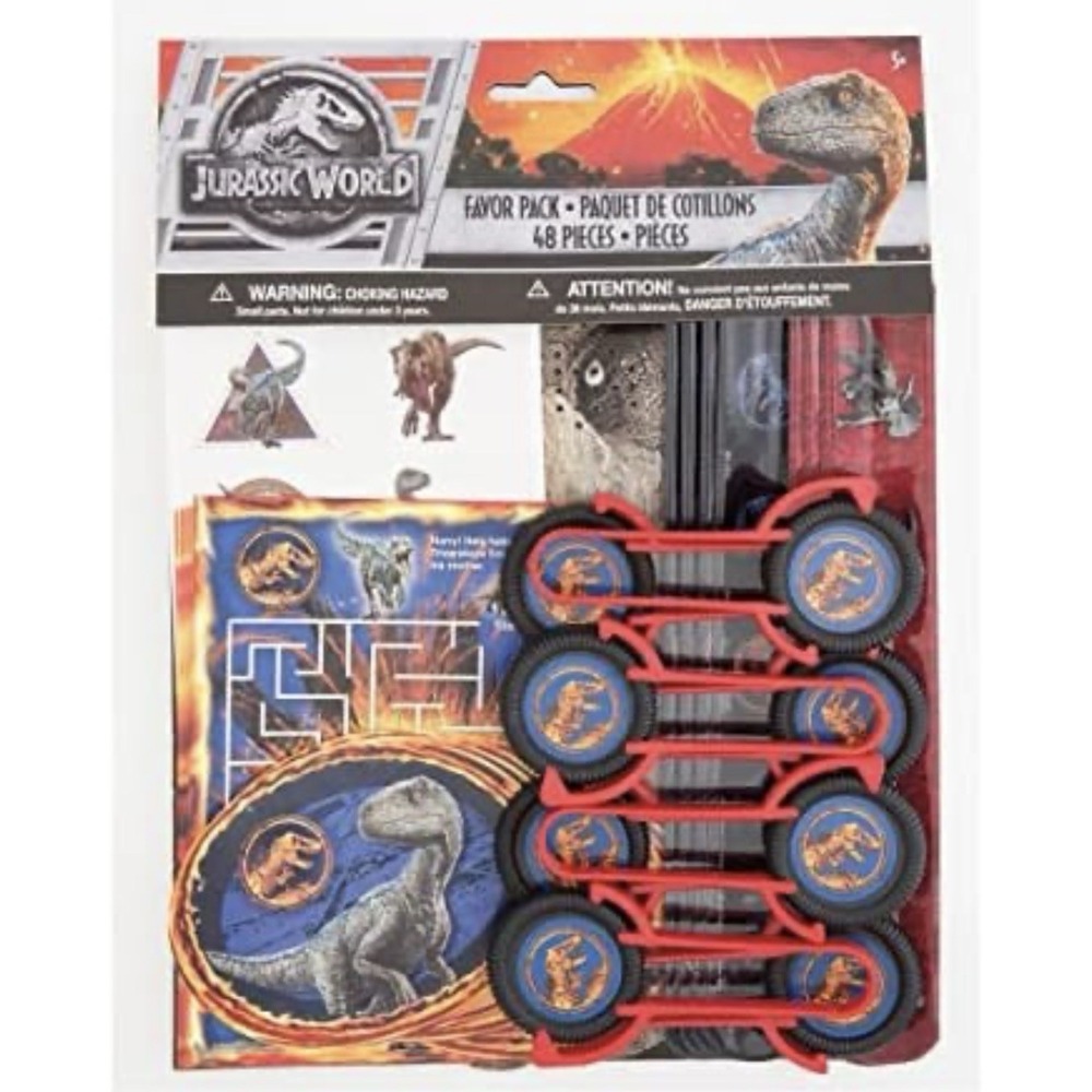 JURASSIC WORLD Fallen Kingdom FAVOR PACK (48pc) ~‎ Birthday Party Supplies Toys